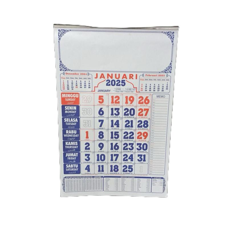 

Kalender Bulanan Dinding Tahun 2025 37x53cm Kalender Kerja