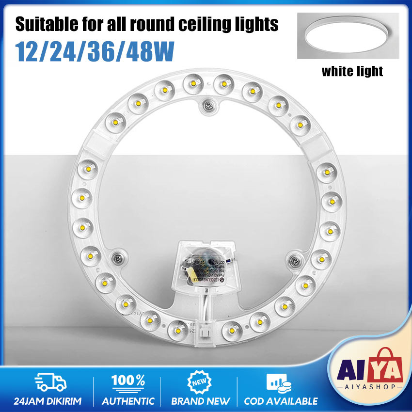 Refil Lampu Modul LED Plafon 3warna 12-48watt LED Ring Panel Bulat Sumber Cahaya Modul TL Ring Led L