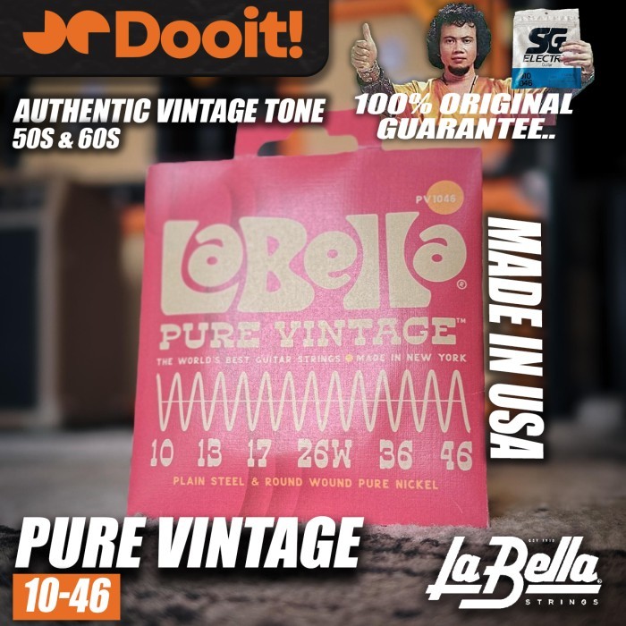 La Bella Labella Pure Vintage PV1046 Electric Guitar String Senar Gitar Elektrik - 10-46