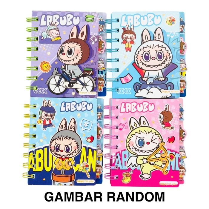 

( DAPAT 1 PCS ) Notebook Note Book Buku Agenda Diary Notes Spiral A7 LABUBU A7-205-4