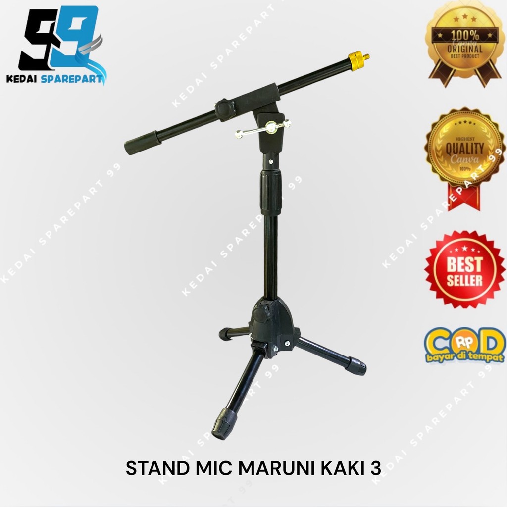 MARUNI PENDEK K3 / STAND MIC MARUNI PENDEK HITAM (PUTERAN BAUT BESI)