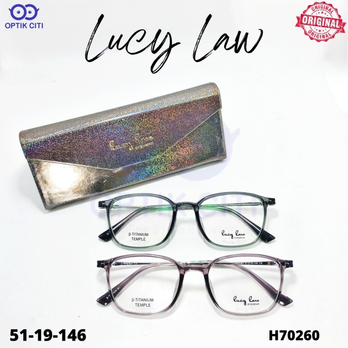 Frame Kacamata Kotak Titanium Pria Wanita Lucy Law H70260 Ringan Original