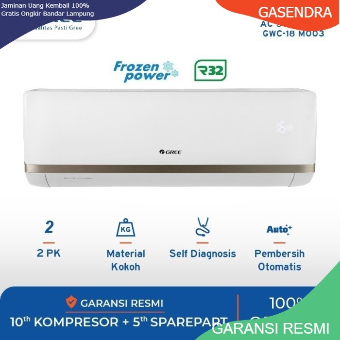 AC Gree 2 PK Standar GWC-18N1 blackfin Wall Mounted Garansi resmi