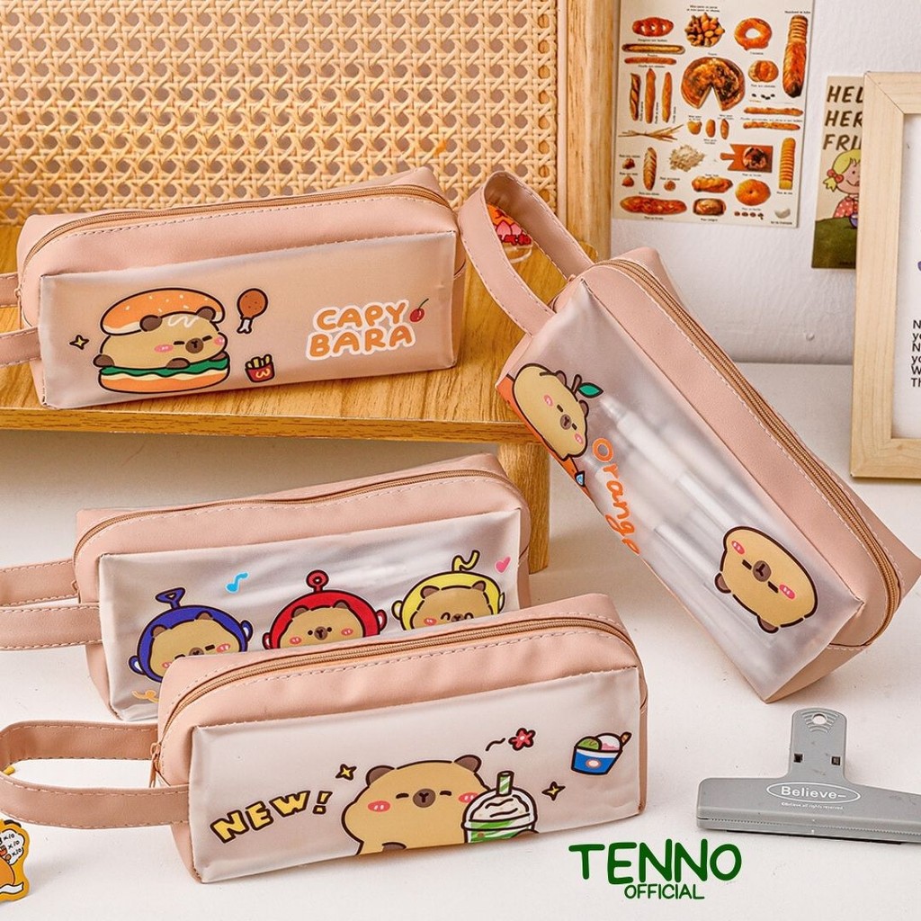 

TENNO Kotak Pensil Capybara Kapasitas Besar Tempat Tepak Pencil Case Kapibara Lucu Cute Character Aesthetic Estetik Pouch Makeup Serbaguna Water Resistance