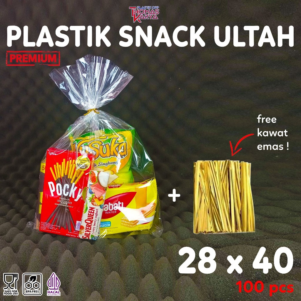 

Plastik OPP Ultah 28x40 Polos isi 100 Kantong OPP Bingkisan Snack Ulang Tahun / Party Goodie Bag