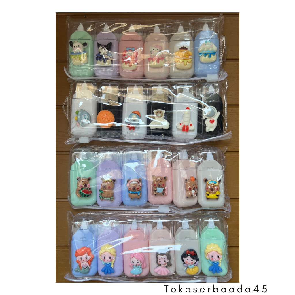 

1 Lusin Isi 12 Pouch Tipe-X Karakter Lucu Correction Tape Students Tipe-X Kertas Mini Karakter TIPEX Roll 6M