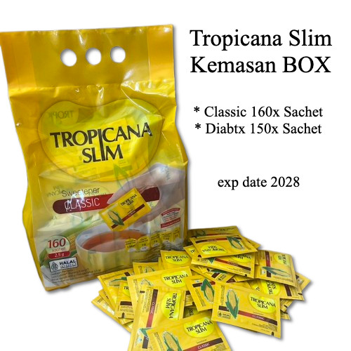 

Tropicana Slim Classic Per Box 160x Sachet Gula Diet Kontrol Kadar Gula Darah Exp 2028