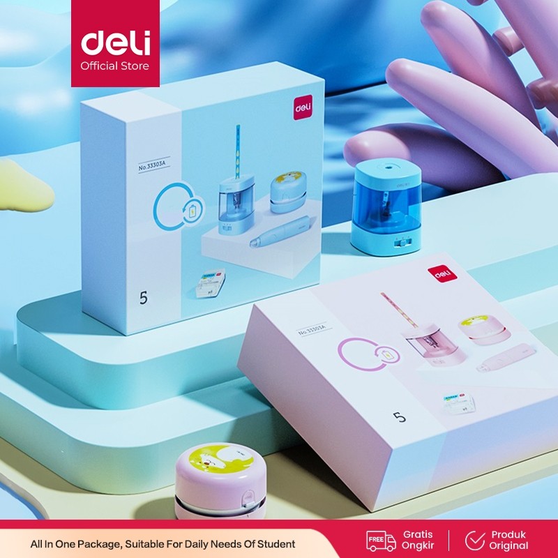 

JAMIN MURAH !!!Deli Electric Stationery Set / Set Alat Tulis Elektrik Rautan Penghapus Vacuum Pensil 5 In 1 33303A(BISA LANGSUNG ORDER)