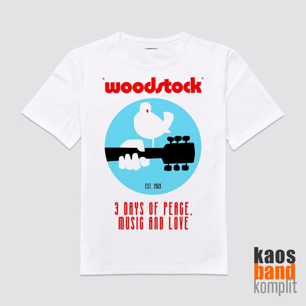 Kaos Musik Woodstock Putih