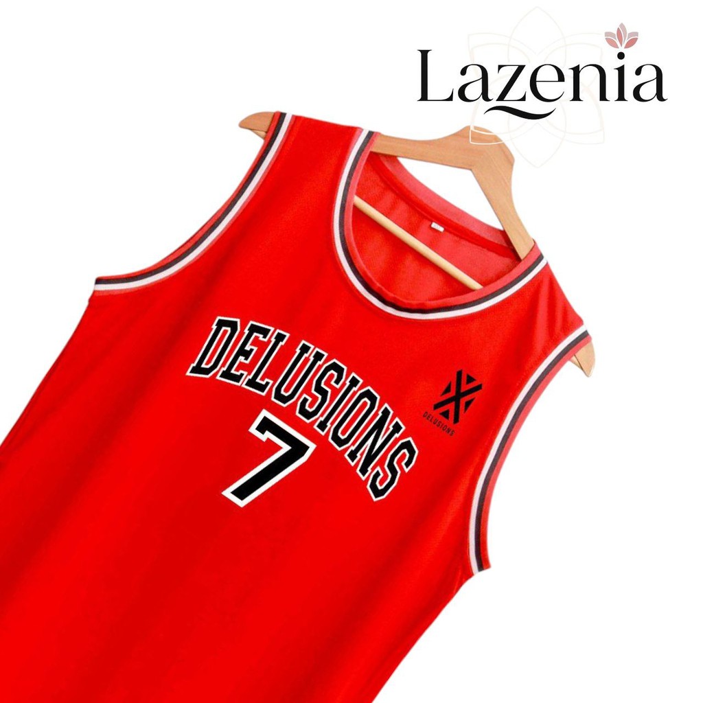 Kaos Jersey Basket Merah Baju Olahraga Pria Wanita Kasual Outdoor Singlet Lekbong Tanpa Lengan