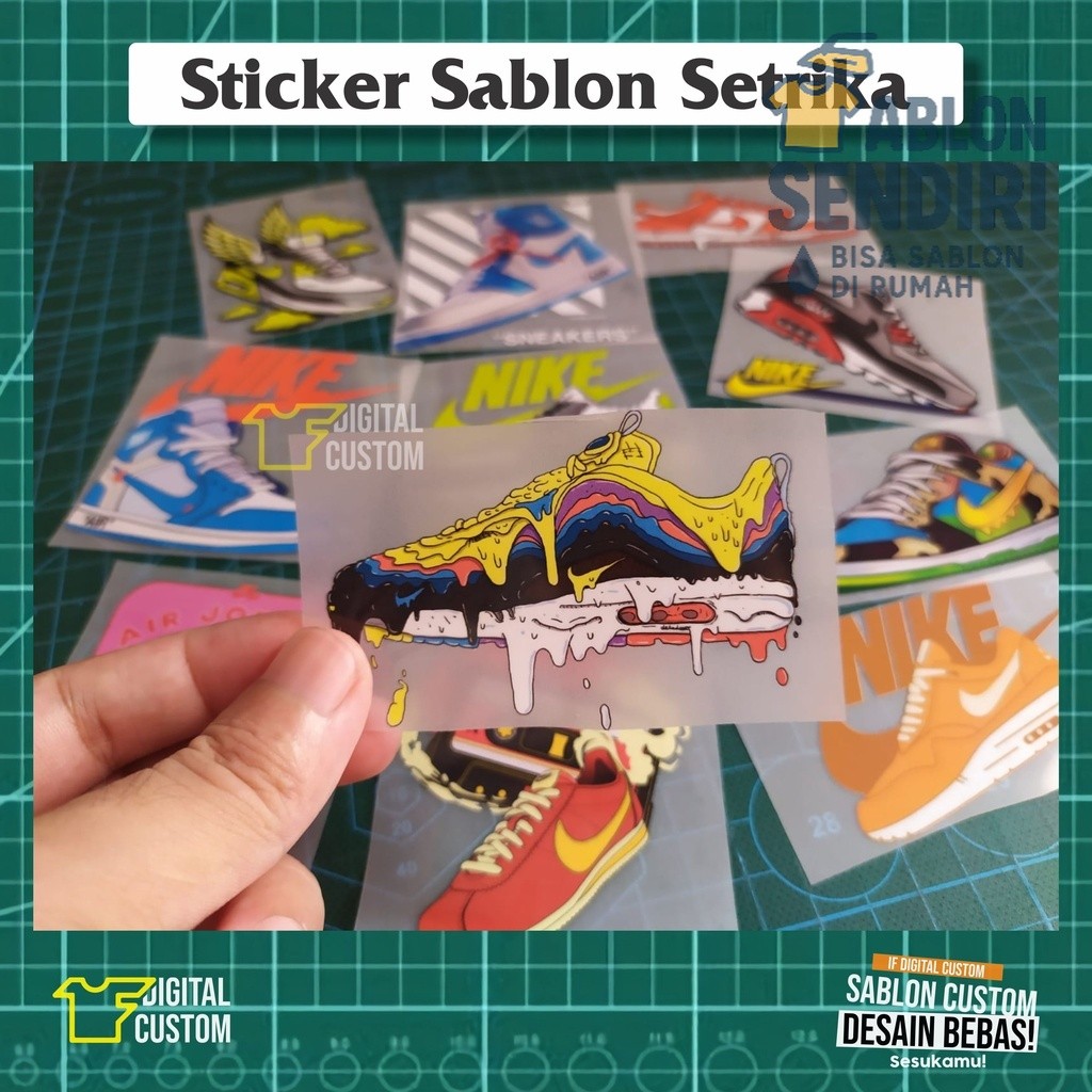 Sticker Sablon Setrika DTF Sport Shoes Brand Logo Nike Sepatu IF Digital Custom Satuan Siap Press
