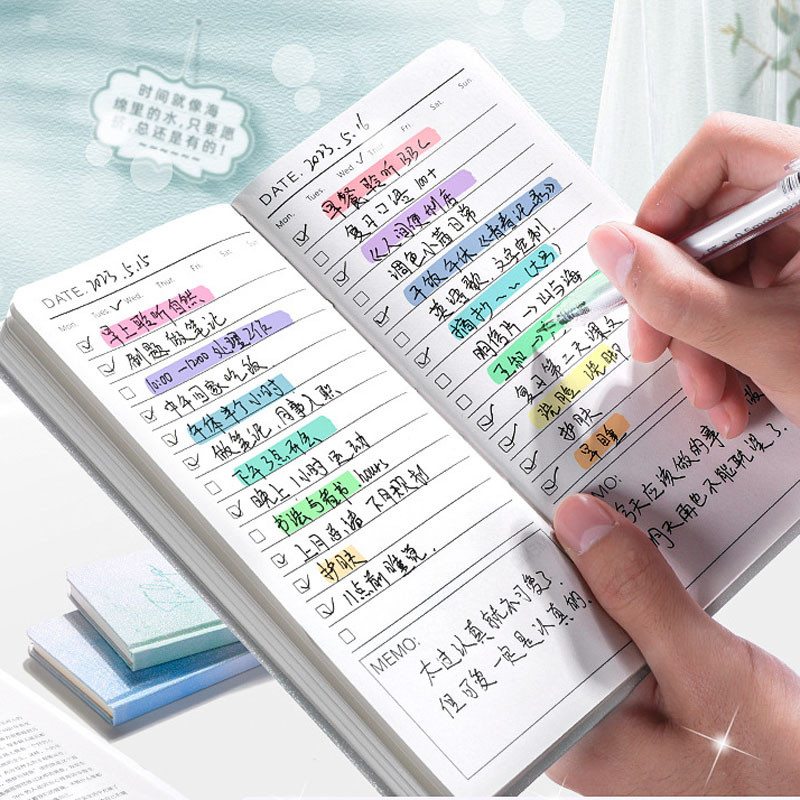 

Portable Notepad Self-discipline eck-in Sedule Agenda 2024 Daily List To Do List Diary Notebook Sketbook Planner Office