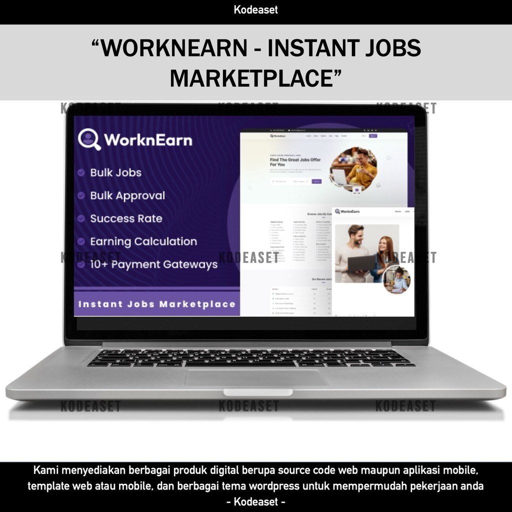 SOURCE CODE APLIKASI WEB WORKNEARN - INSTANT JOBS MARKETPLACE D281 KODEASET