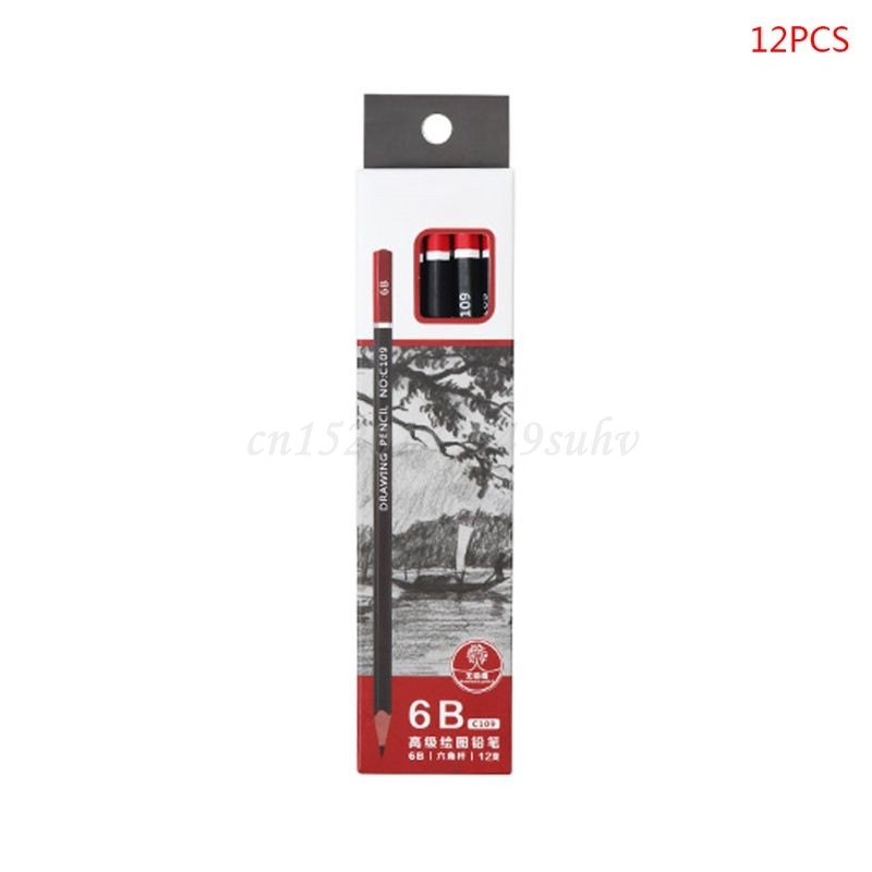 

OOTDTY 12pcs/box Pencil Sket Drawing Writing 2H HB 2B 3B 3H 4B 5B 6B 8B 10B Office S ool Supplies