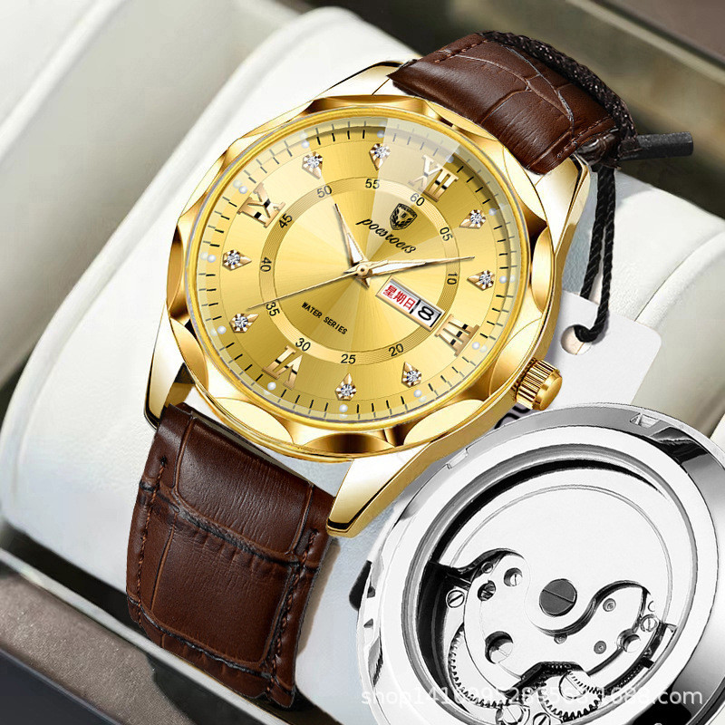 

Jam Tangan Mekanis Otomatis Imitasi untuk Pria Kalender Ganda Desain Skeleton Luminous Tali Kulit Fashionable Jam Tangan Kuarsa Tahan Air Sederhana Luminous