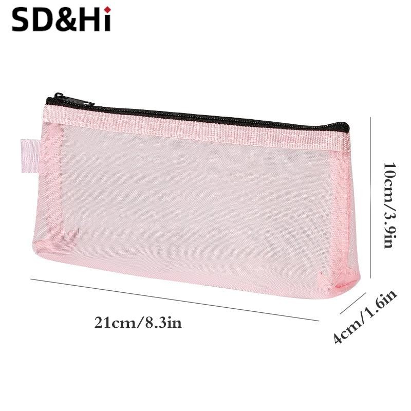 

1Pc Simple Transparent Portable Mesh Pencil Case Pen Bag Office Student Pencil Cases School Supplies Pen Box Bill Storage Bag
