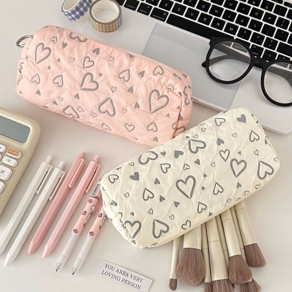 

INS Love Print Pattern Pen Bag Large Capacity Stationery Bag Boys/Girls Multifunctional Storage Bag Cosmetic Bag Pencil Case