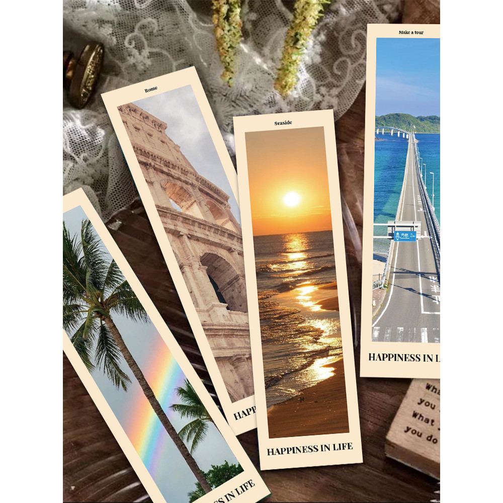 

30pcs Landscape bookmarks Reading pages marked paper cards Books marked student supplies Message cards