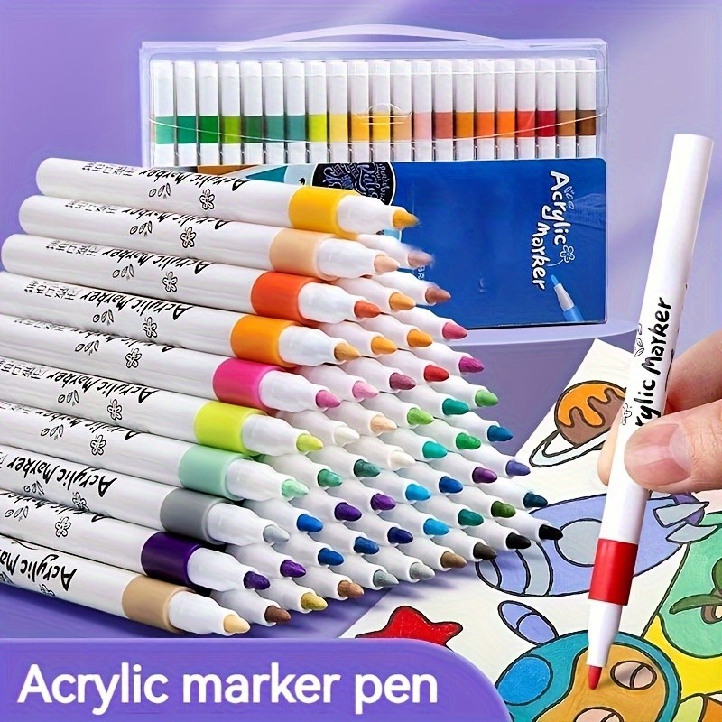 

Quick Dry Acrylic Paint Pens Waterproof Fine Tip for Canvas Wood Glass DIY Art Drawing Ergonomic Design for Adults Students Gif