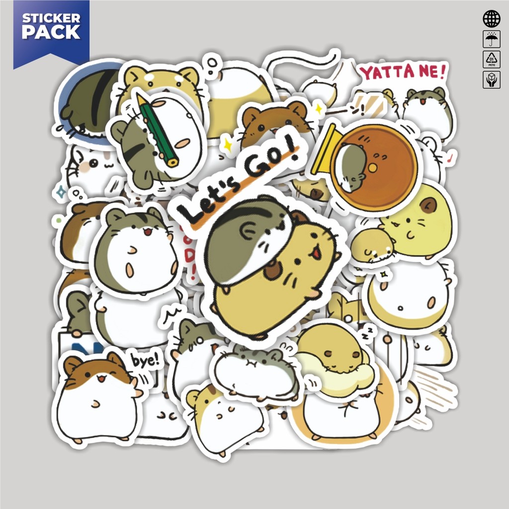 

[100PCS]Stiker Pack Stiker Hewan Hamster v1 Aesthetic Vinyl Anti Air Dekorasi Sticker Laptop Buku Journal Koper Helm Casing HP Gitar Helm Skateboard