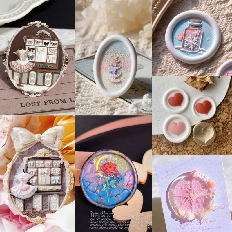 

New Stamp Head Lacquered Seal Butterfly Rose Seal Head Girl'S Heartache Multi-Layered Relief Copper Head Envelope Seal