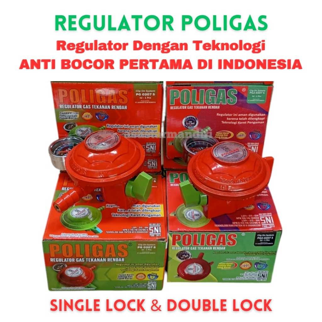Poligas Regulator Gas Meter Anti Bocor dan Double Lock/Regulator Poligas Tekanan Rendah Pengunci Gan