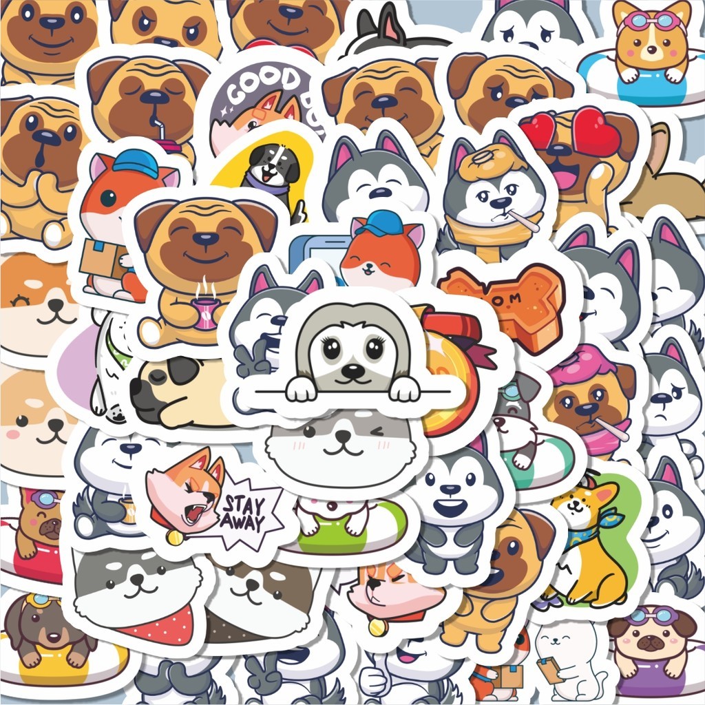 

100PCS Lucu Stiker Super Kawai Doggy [Anjing Lucu] Stiker Aesthetic Stiker Anti Air Stikers Berperekat Waterproof sticker decal buat Motor Helm Buku Journal Koper Casing HP Laptop Botol Minum Hadiah anak