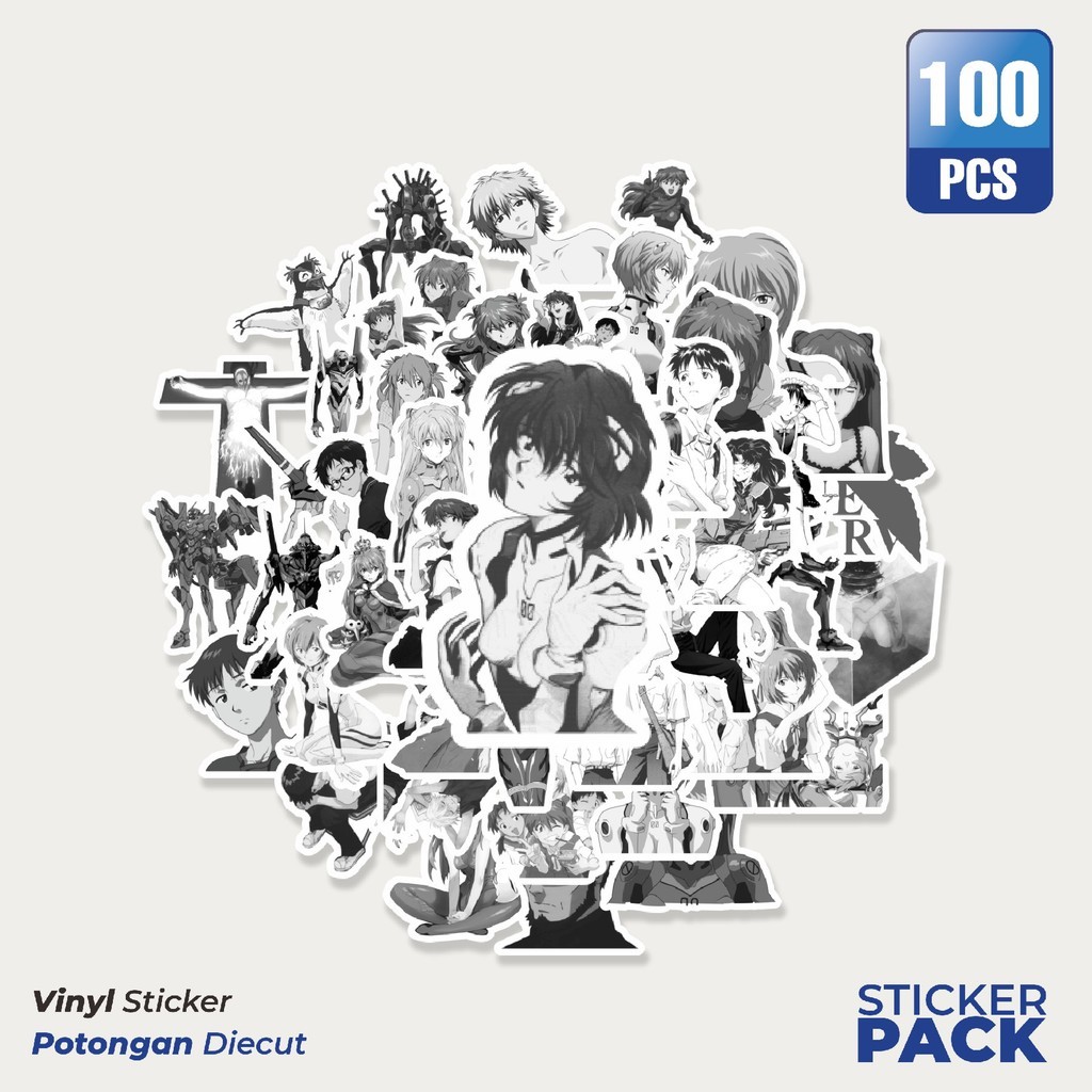 

100 PCS STIKER Anime Neon Genesis Evangelion Waterproof Aesthetic- Untuk Laptop, Motor, dan Helm - Paper Stationery Pack