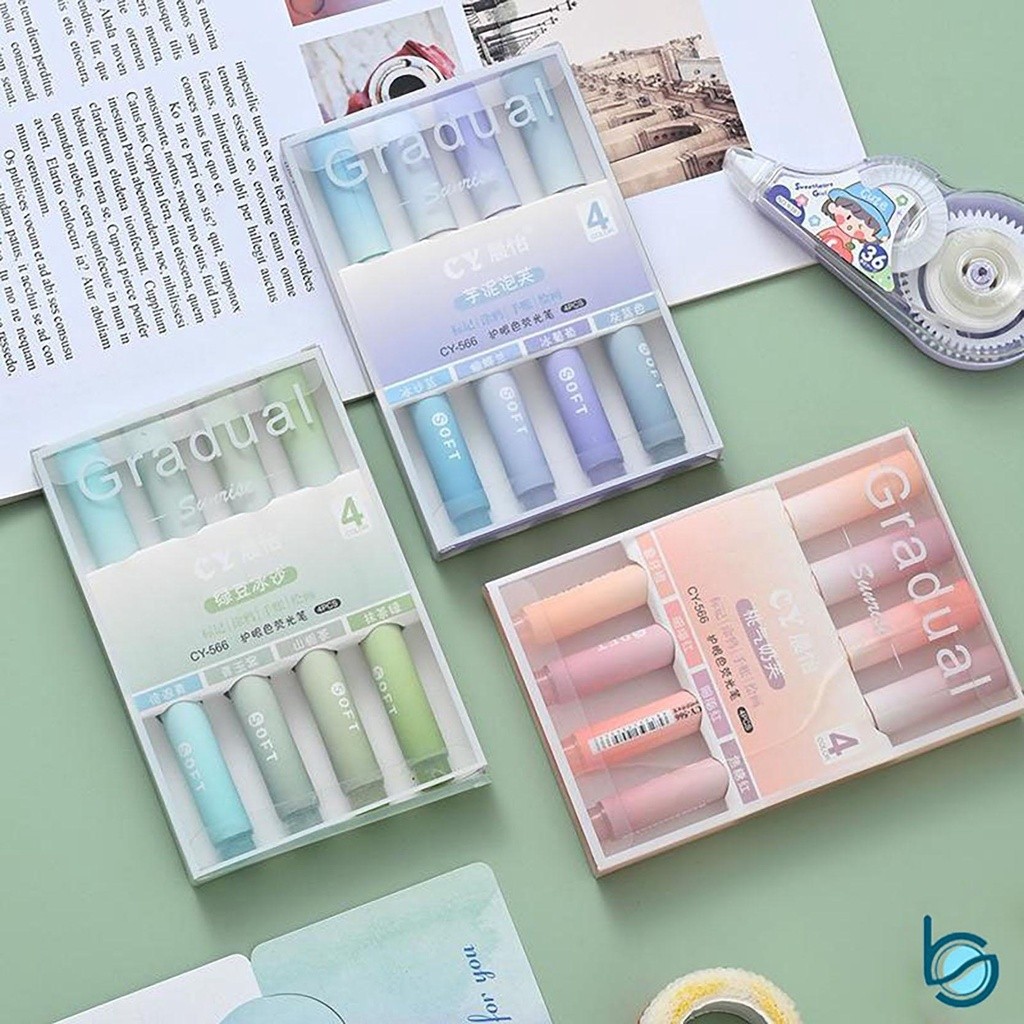 

Stabilo/Highlighter Tampilan Menarik Kualitas Bagus 4 Pcs/Set - Best Stationary