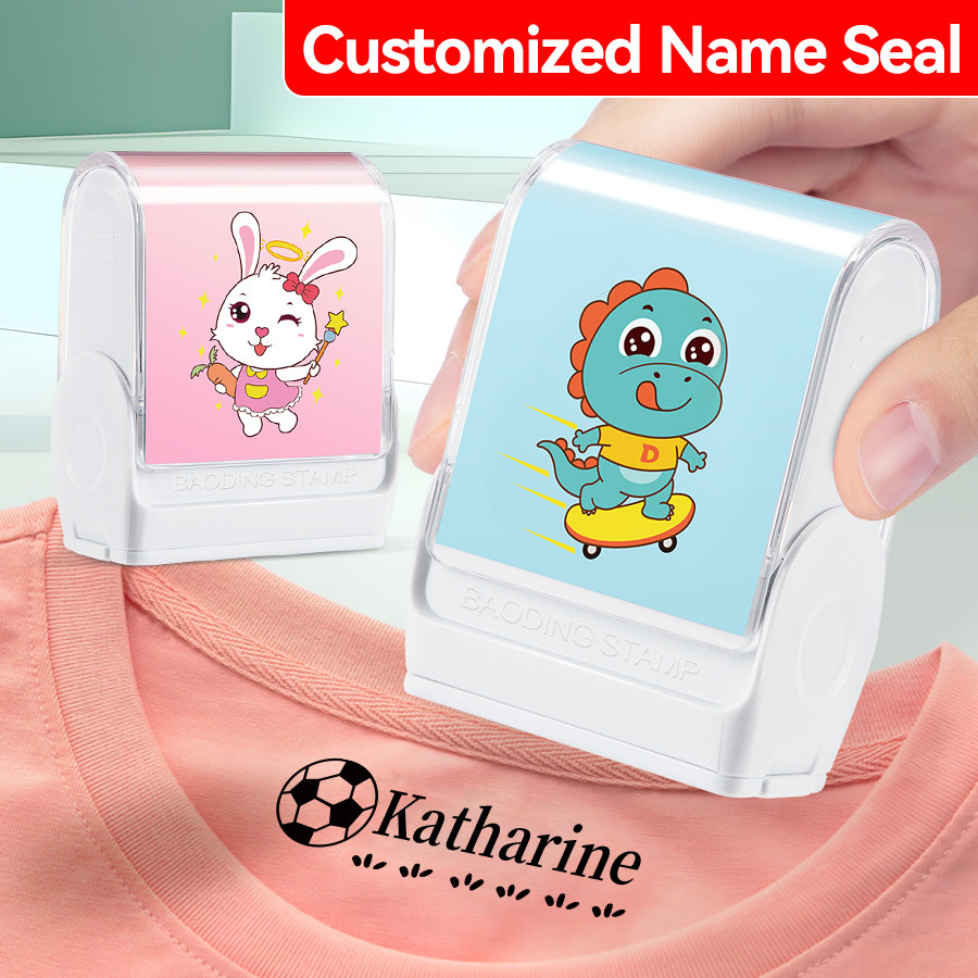 

Customized kids name stamp personalized waterproof stamp for school uniform dresses logo shose tags personalized ink pad stamps