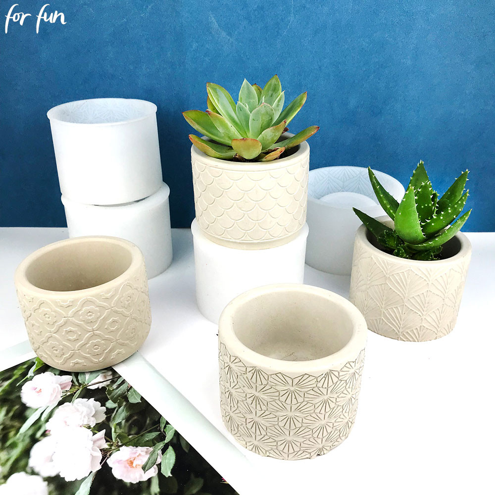 

For Fun Cylinder Flower Pot Silicone Mold DIY Cement Concrete Plaster Candle Jar Box Pottery Mould Handmade Planter Decor