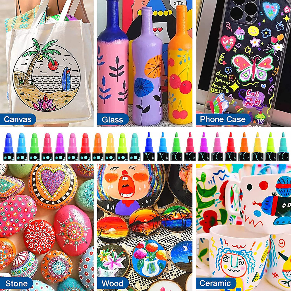 

60 Color Acrylic Marker, Double Headed Dot Pen, Water-Based Pigment, Ceramic Marker Pen,Painting Supplies, Lapices Acrilicos