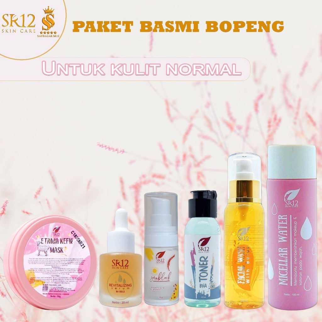 

ASLI 100% PAKET BOPENG KULIT NORMAL SR12 / ATASI BEKAS JERAWAT / FLEK HITAM / Paket perawatan wajah original / premium / berkualitas / termurah / terbaik / bagus / bpom / saudagarsr12
