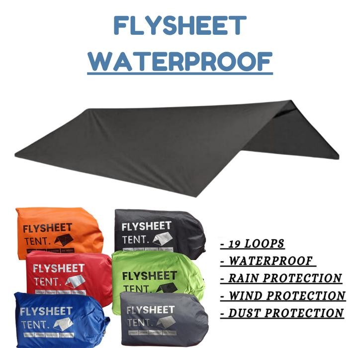 Flysheet 4x6M Bahan Tebal Anti Air Tutup Atap Pelindung Tenda Camping - 2x3 Meter, Hitam