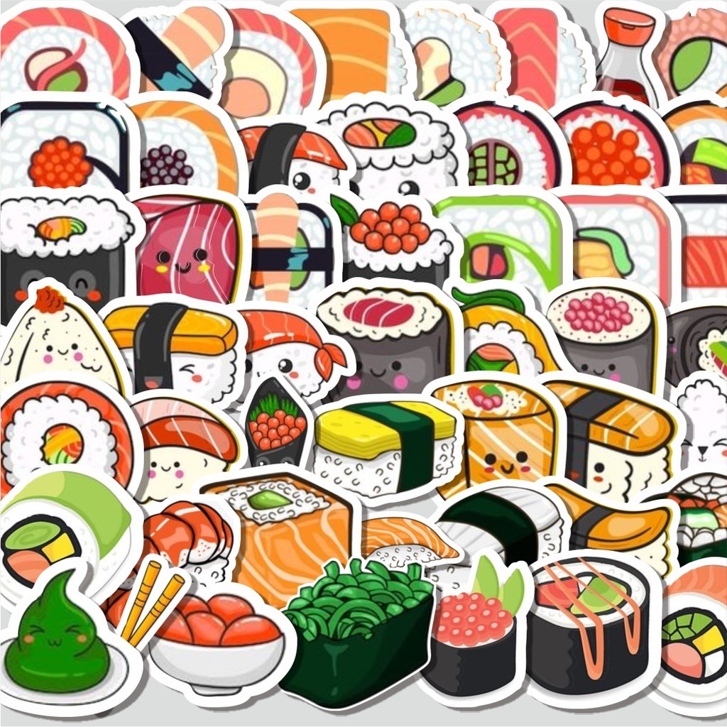 

Stiker Cutting Pack Stiker Makanan Sushi Isi 100Pcs Series Aesthetic Lucu Keren Untuk Koper Bahan Vynil