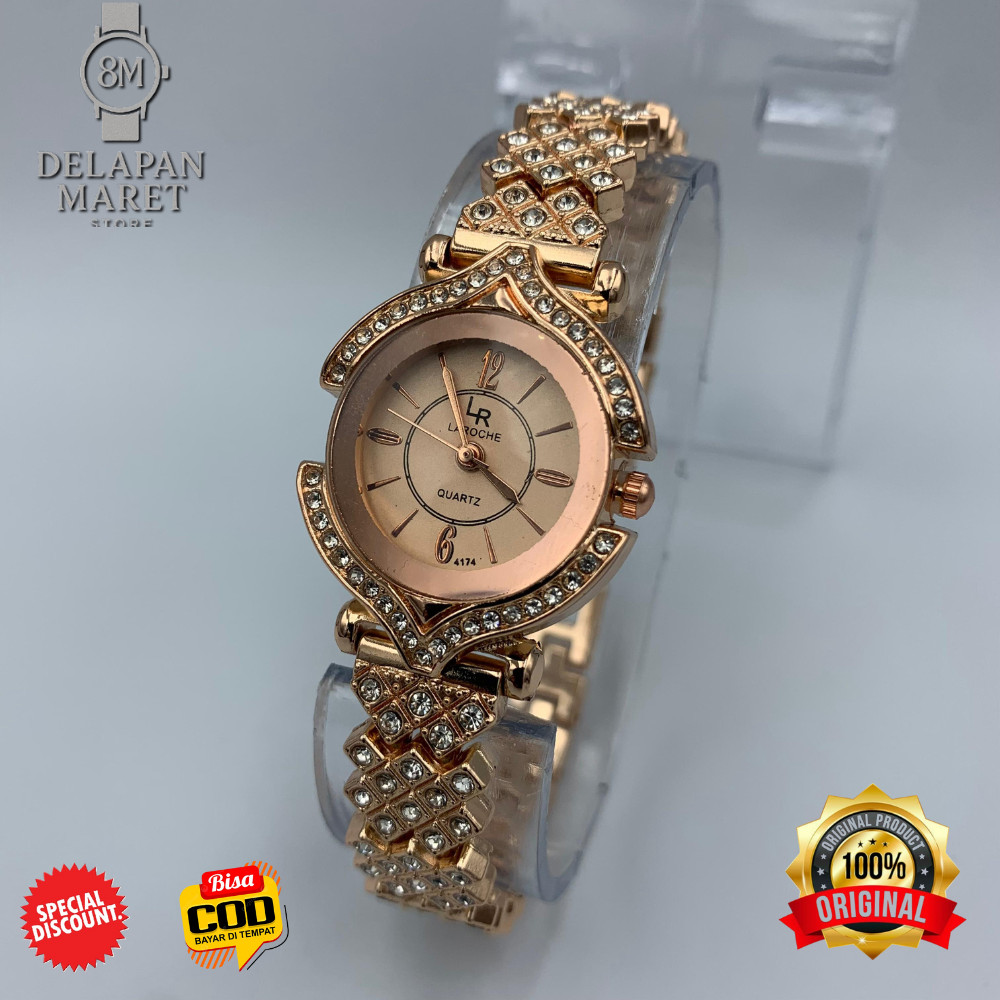 DELMART Jam Mewah LAROCHE Rose Gold Jam Wanita Bintik Permata Fashion Import Analog Aktif Anti Air F