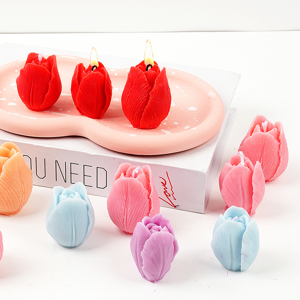 

3D Flower Scented Mould Realistic Tulip Candle Handmade Soap Plaster Crafts Resin Casting Silicone Molds DIY Multi-Size Flower