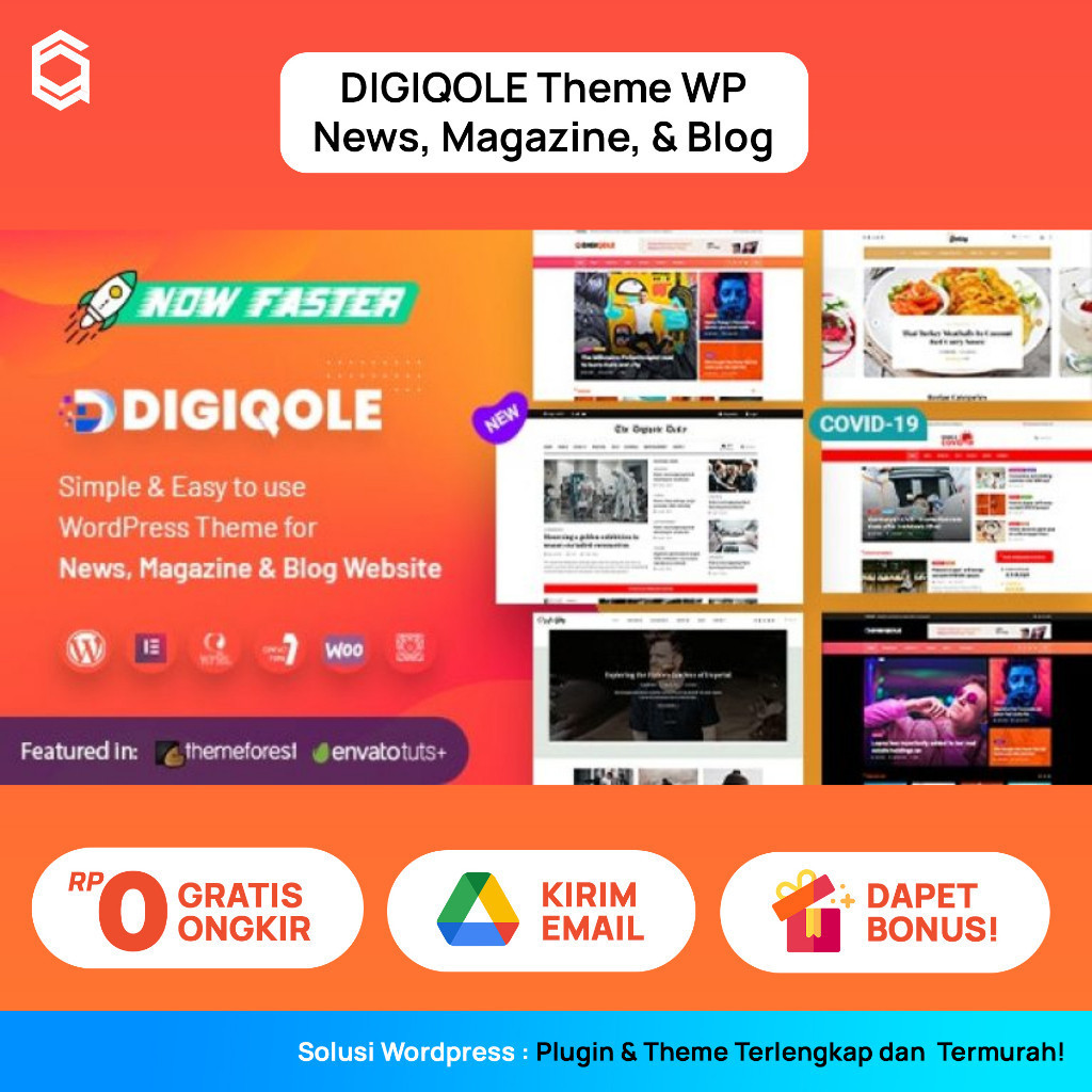 DIGIQOLE Theme Wordpress News Magazine Blog Lifetime Unlimited Domain