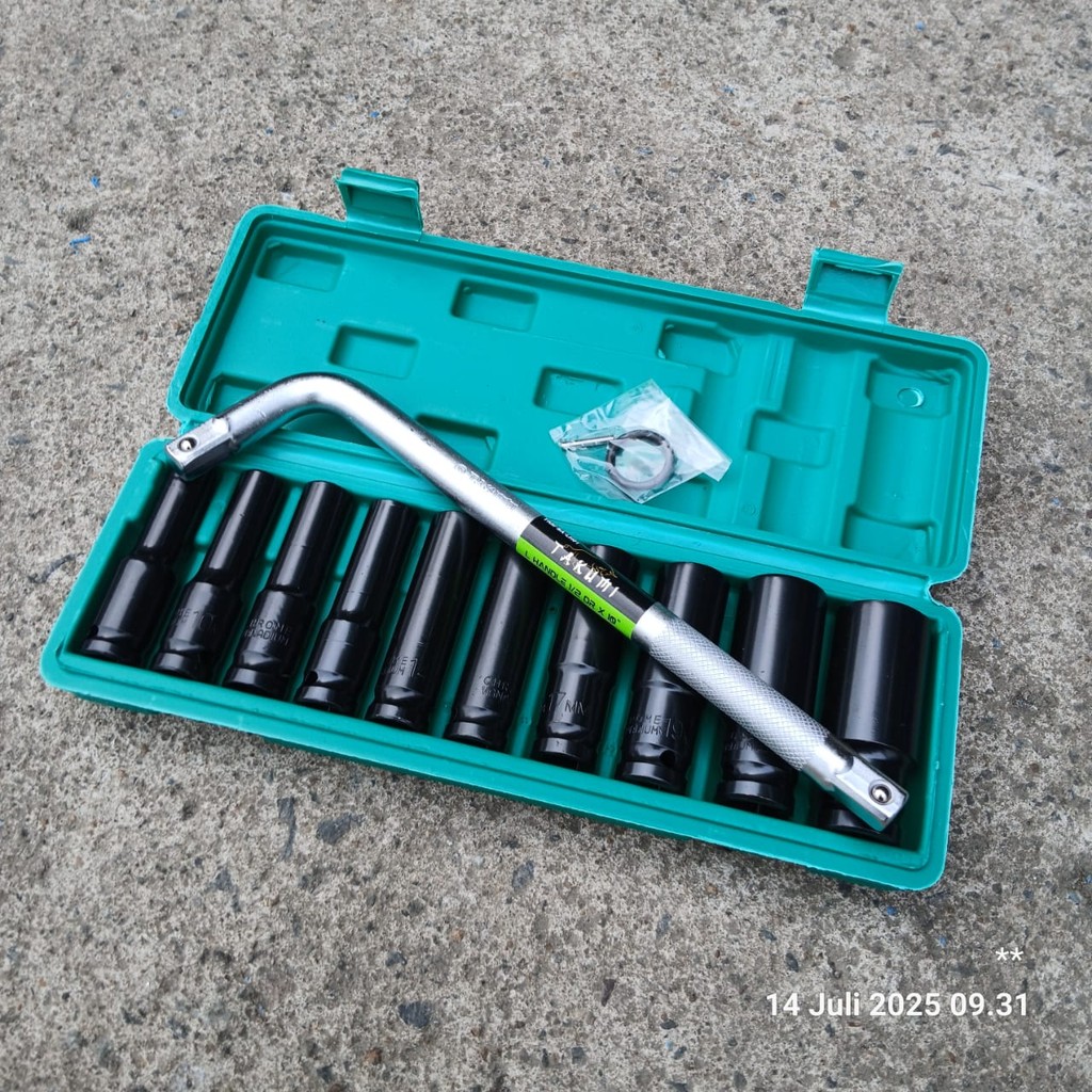 ( Free Gagang L ) 10Pcs Mata Socket 1/2‘’ 8-24mm Impact Kunci Socket/Kunci Shock Impact Socket Set/I