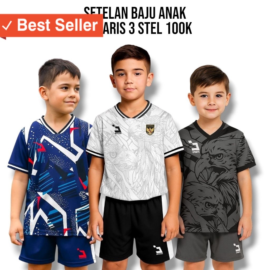 Baju Olahraga Anak Kekinian Sport / COD(KAOS BOLA ANAK 3/PCS 100K) SETELAN ANAK BAJU BOLA JERSEY ANA