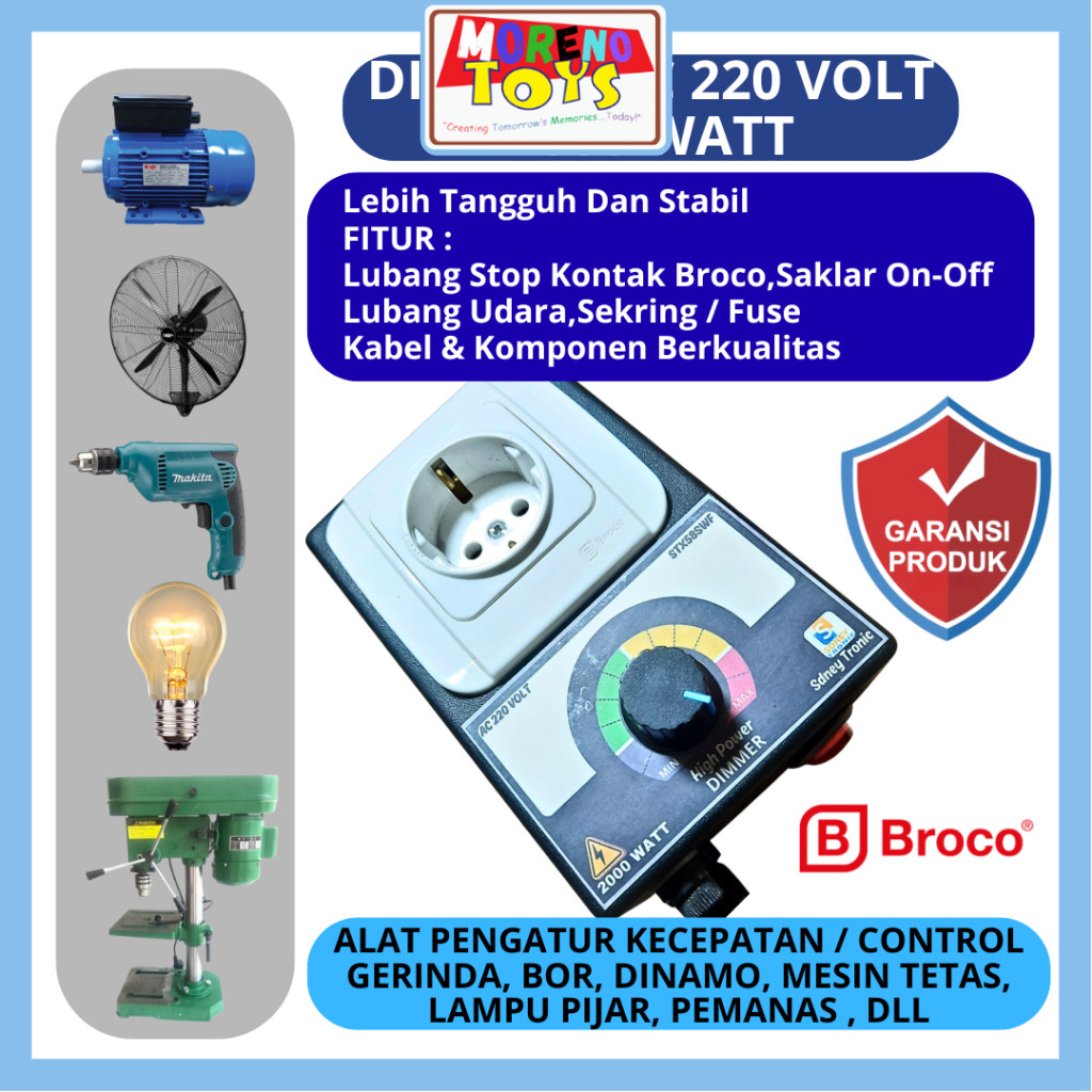 Dimmer AC POWER Dimer Pengatur Kecepatan Dinamo Kipas Fan Bor Gerinda Berkualitas Terbaik
