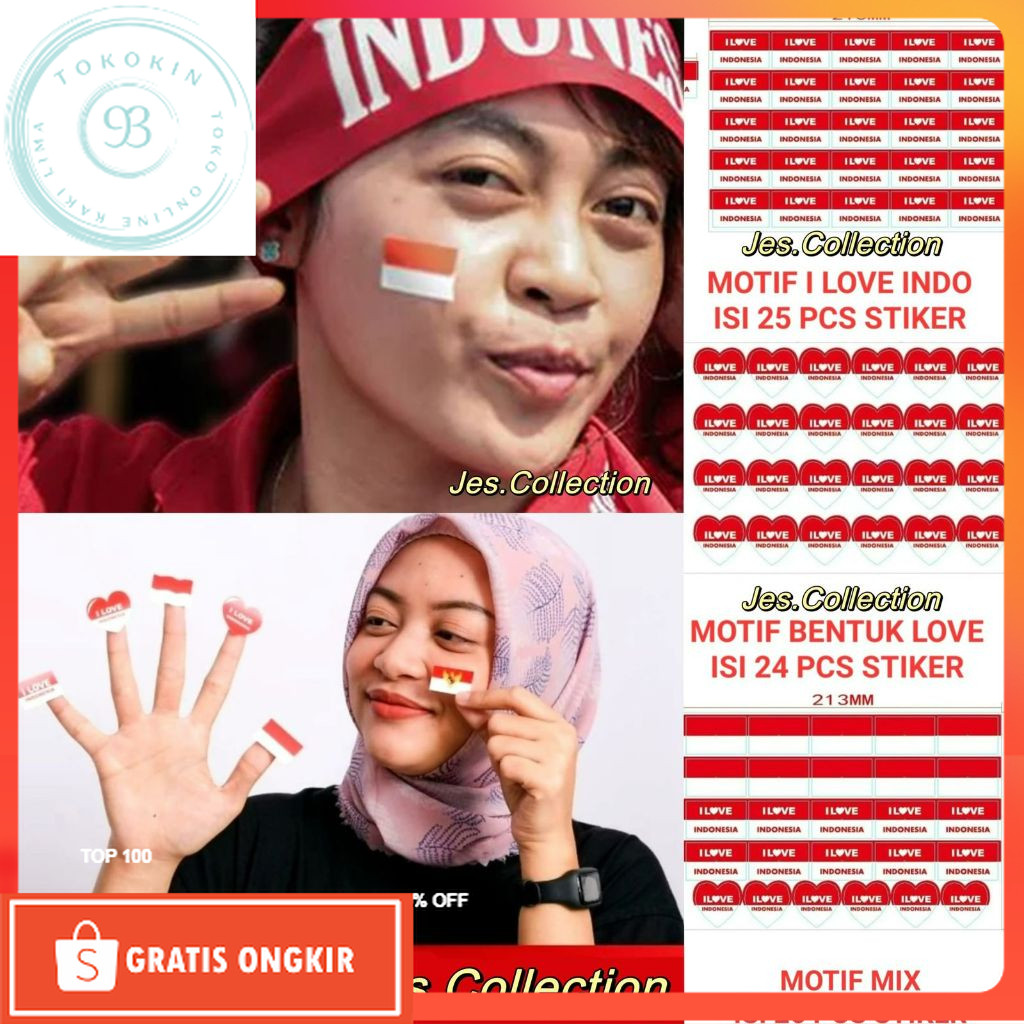 

Agustusan / Stiker Pipi Merah Putih ISI 25 PCS Tempelan Pipi Bendera TERMURAH Sticker Hut RI 17 Agustus