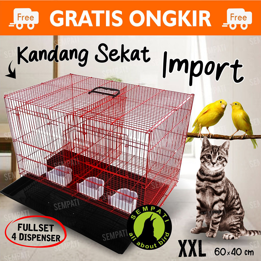 SEMPATI Sangkar Kandang Umbaran Sekat 60x40x40 Sangkar Ternak Burung Lovebird Kandang Hewan Kucing A