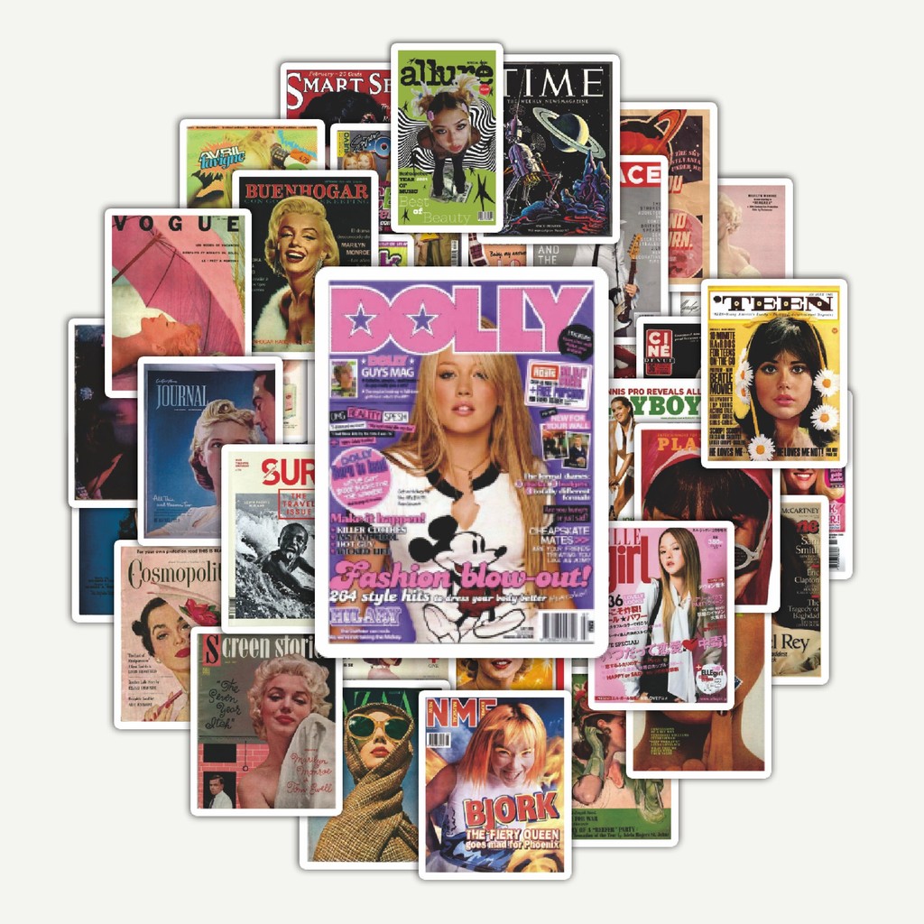 

Sticker Pack Stiker 90s Vintage Magazine | Sticker TUMBLR | Stiker LAPTOP KOPER HELM