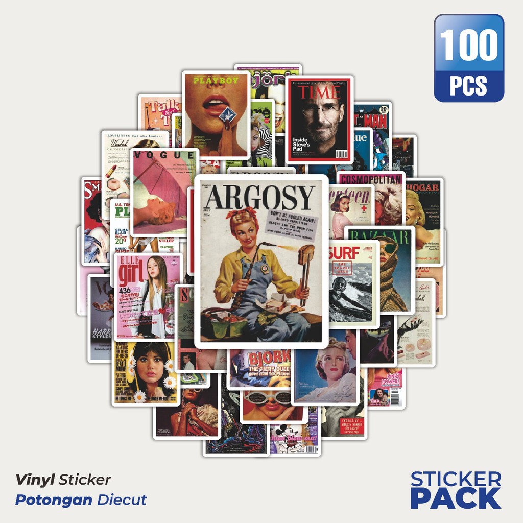 

MURAH 100 PCS Stiker 90s Vintage Magazine Waterproof Aesthetic- Untuk Laptop, Motor, dan Helm - Paper Stationery Pack
