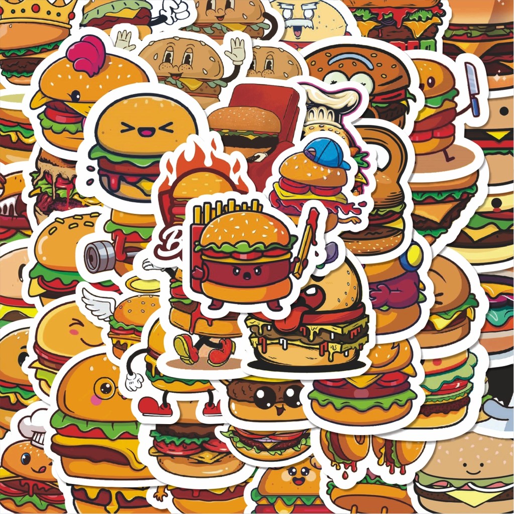 

100PCS Lucu Stiker Food Delicious [Makanan Lezat] Stiker Aesthetic Stiker Anti Air Stikers Berperekat Waterproof sticker decal buat Motor Helm Buku Journal Koper Casing HP Laptop Botol Minum Hadiah anak