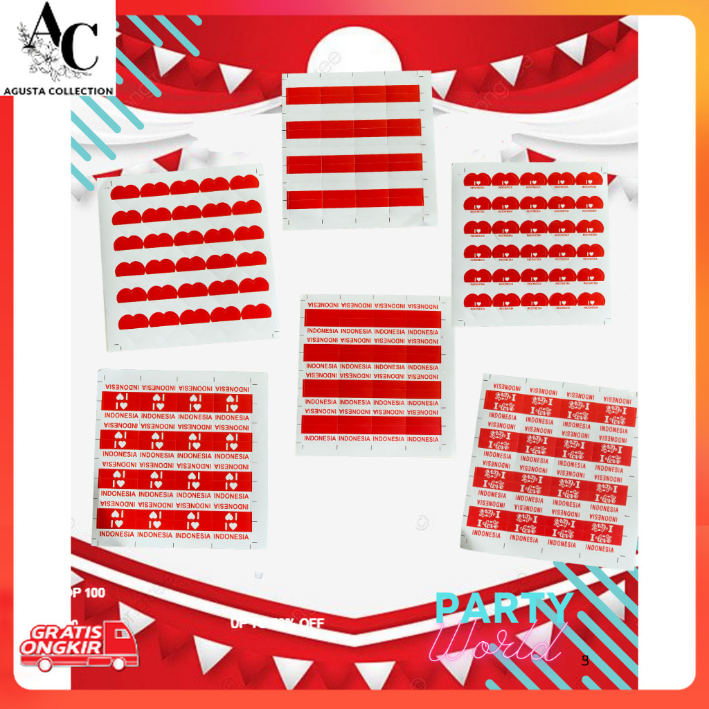 

Serba Agustus / Sticker Bendera Merah Putih Per Lembar 32 Pcs Stiker 17 Agustus Dirgahayu Ri Sticker Indonesia Sticker Pipi Indonesia Partyworld