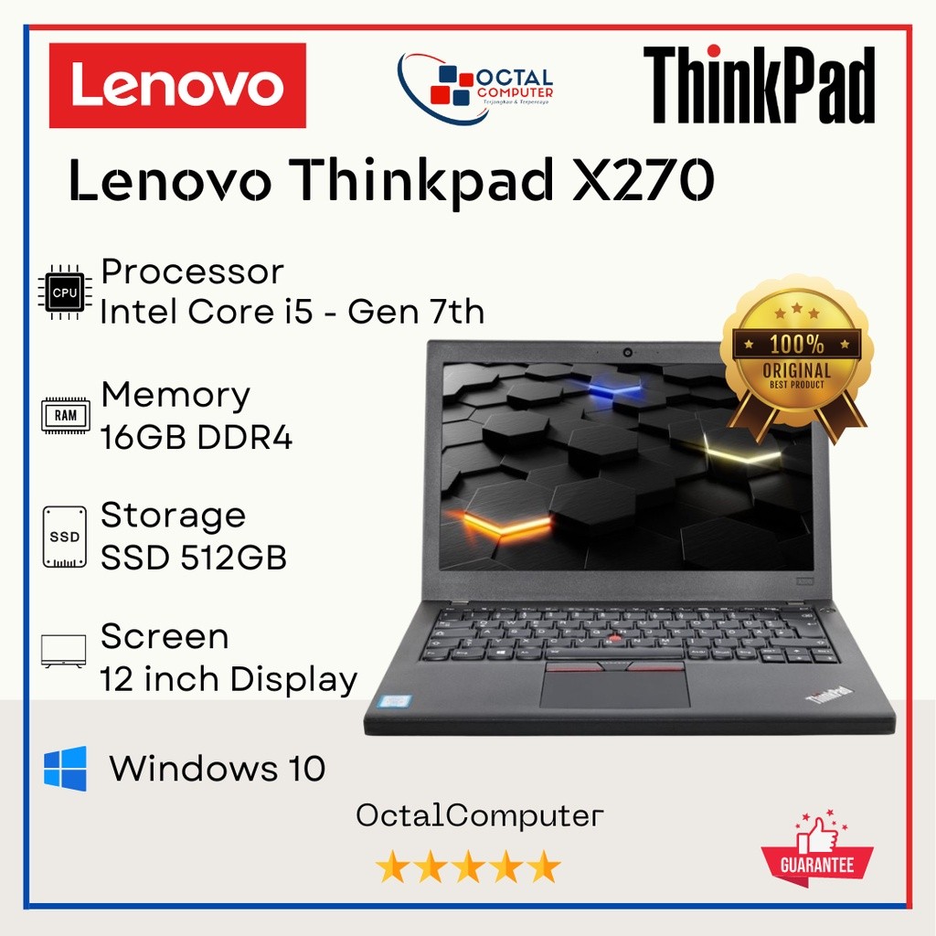 Laptop Lenovo Thinkpad X-Series  X240 X260 X270 X280 Core i3/i5/i7 - Mulus Bergaransi Berkualitas