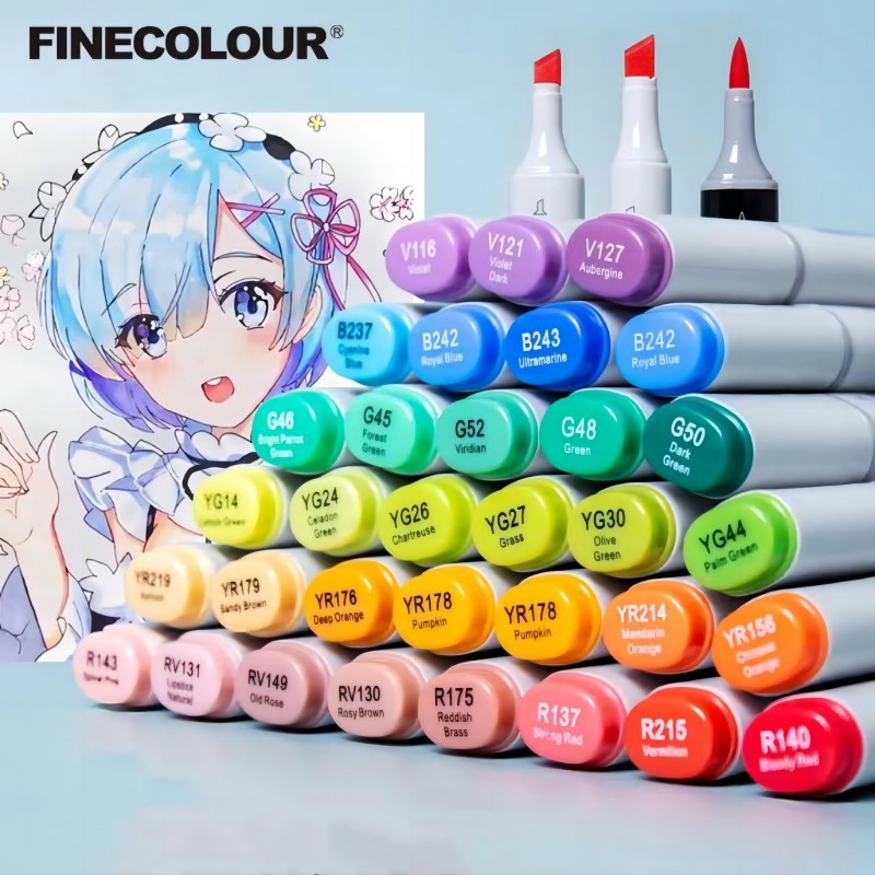 

Finecolour Professional Art Markers Pen Double-Ended Art Marker Artist Sketch Drawing Marker Pen 8 Colors Yellow And Red Color