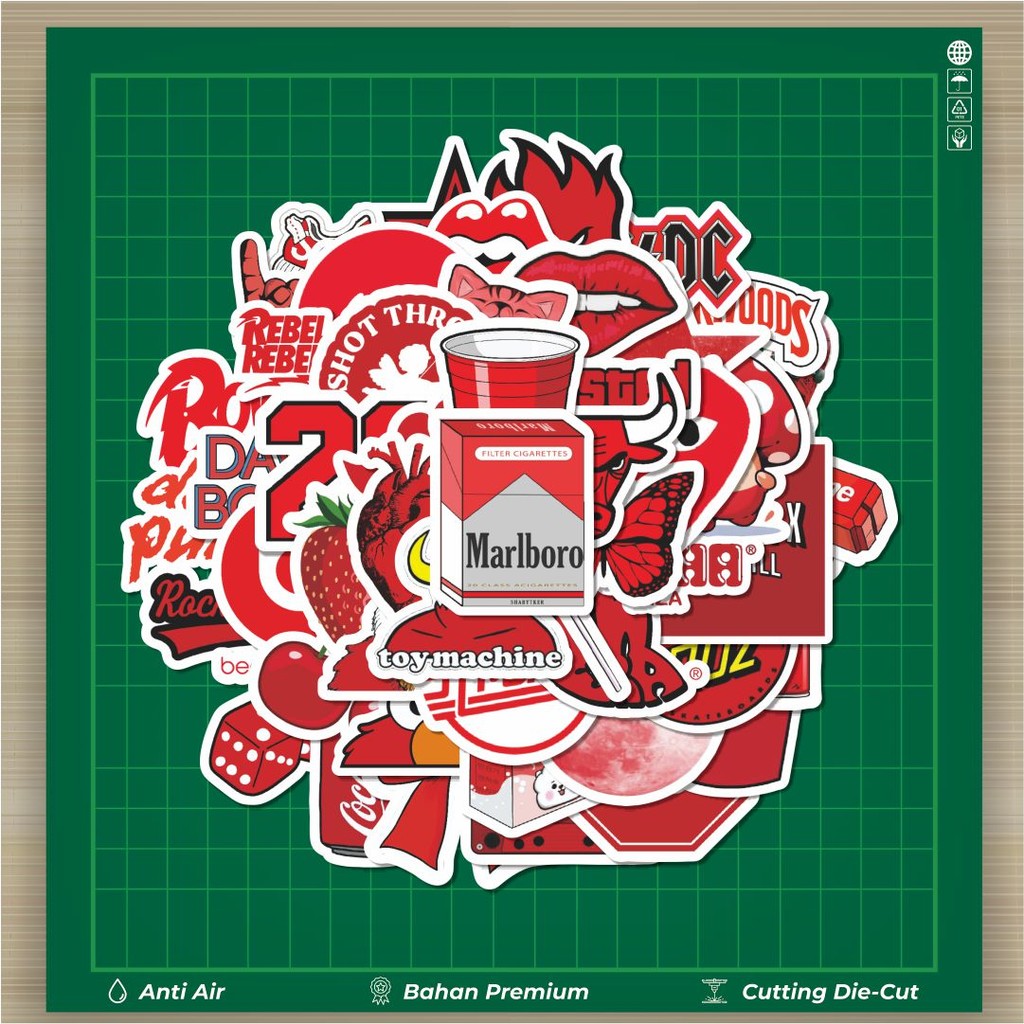 

HOT 50 PCS STIKER Stiker VSCO Red/Merah Stiker Fashion Cars Decal Dingin Kartu Album Custom Vinyl Anti Air- Sticker Aesthetic Buku Journal Koper Casing HP Tablet Laptop Helm Motor Botol Minum
